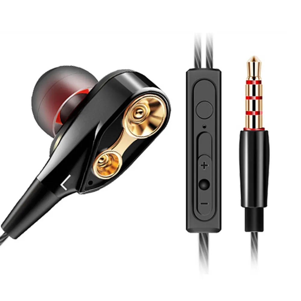 

Heavy bass In-ear Subwoofer Soundproof Earplugs With Control Line With Four Quad-core Double-acting Universal Earphones