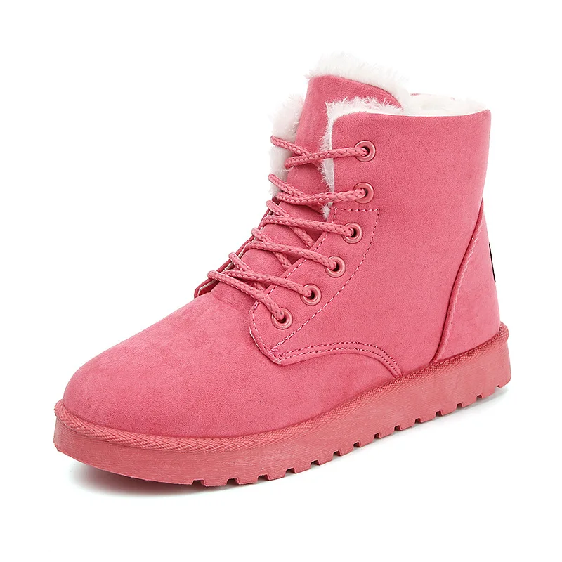 

Women Boots 2018 new style Winter Snow Boots Shoes Women Non-slip Lace Up Short fur Boots Women