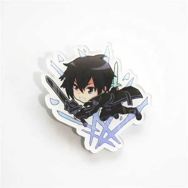 FFFPIN Япония Аниме брошка мультфильм меч искусство онлайн Kirito Yuuki Asuna Sinon значок тканевый орнамент нагрудник булавка украшение Rozet - Окраска металла: Model C