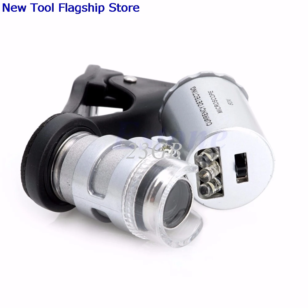 

60X Microscope Jeweler Loupe Lens LED Mobile Phone Magnifier Glass For iPhone