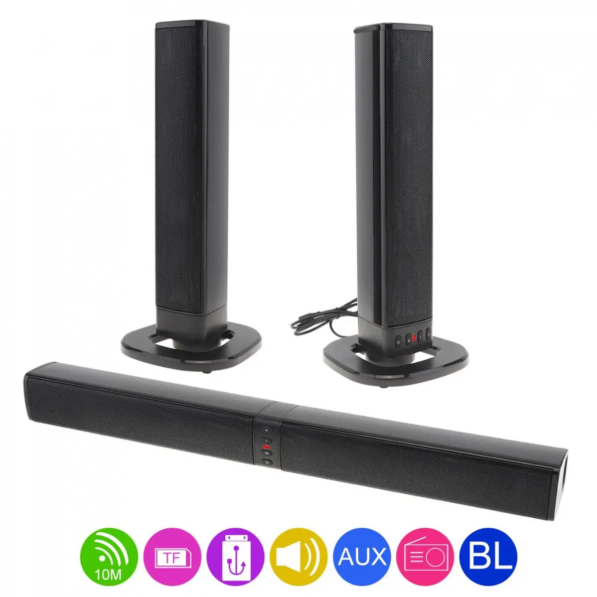 

Multi-function Bluetooth Soundbar Speaker with 4 Full Range Horns Support Foldable Split for TV/PC/Phone