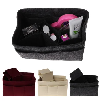 

THINKTHENDO Multifunction Cosmetic Bag Felt Fabric Purse Handbag Organizer Insert Bag Case