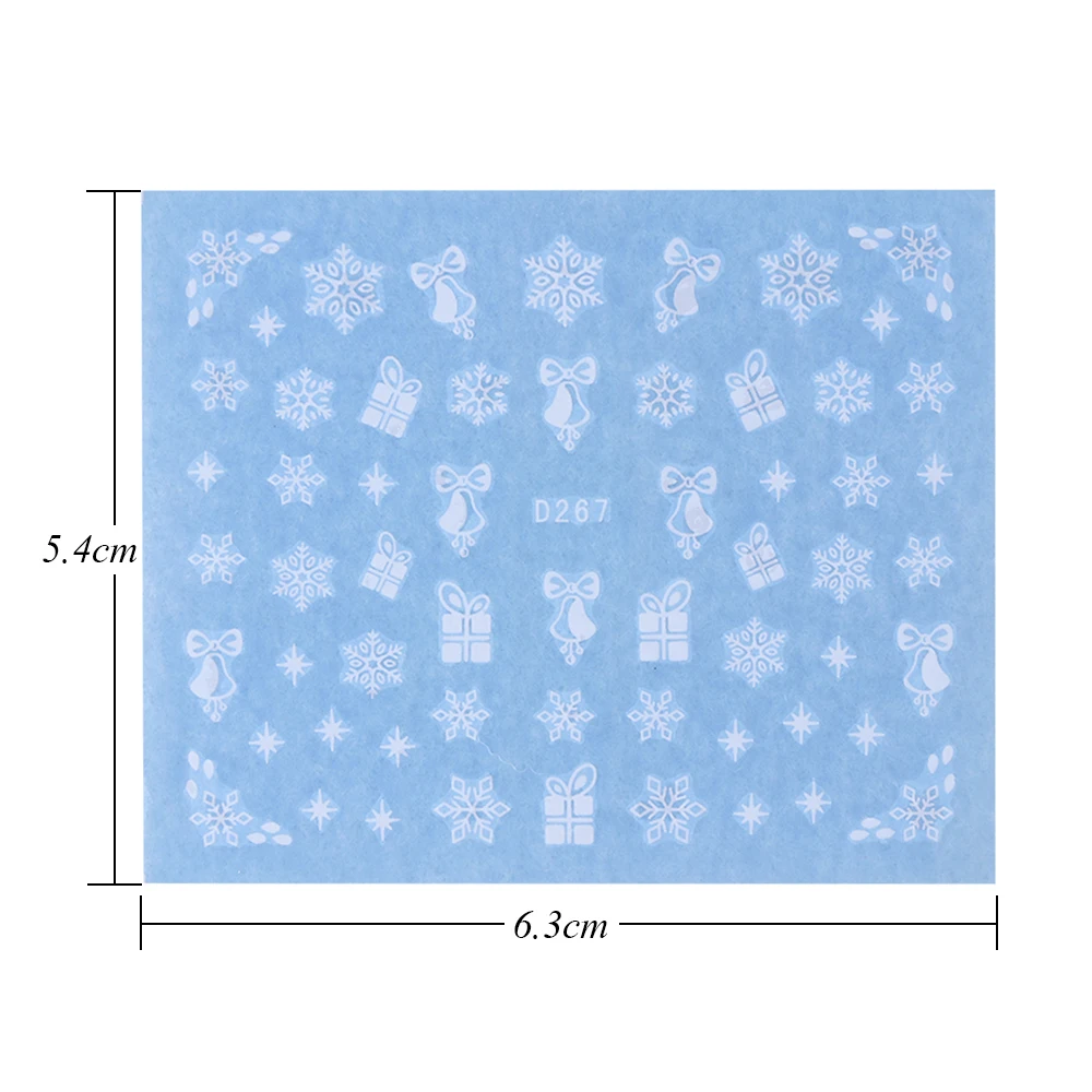 Полная Красота 30 шт. чистый белый Снежинка наклейки для ногтей рождественские наклейки для ногтей украшения для ногтей водные зимние Инструменты Наборы CH862