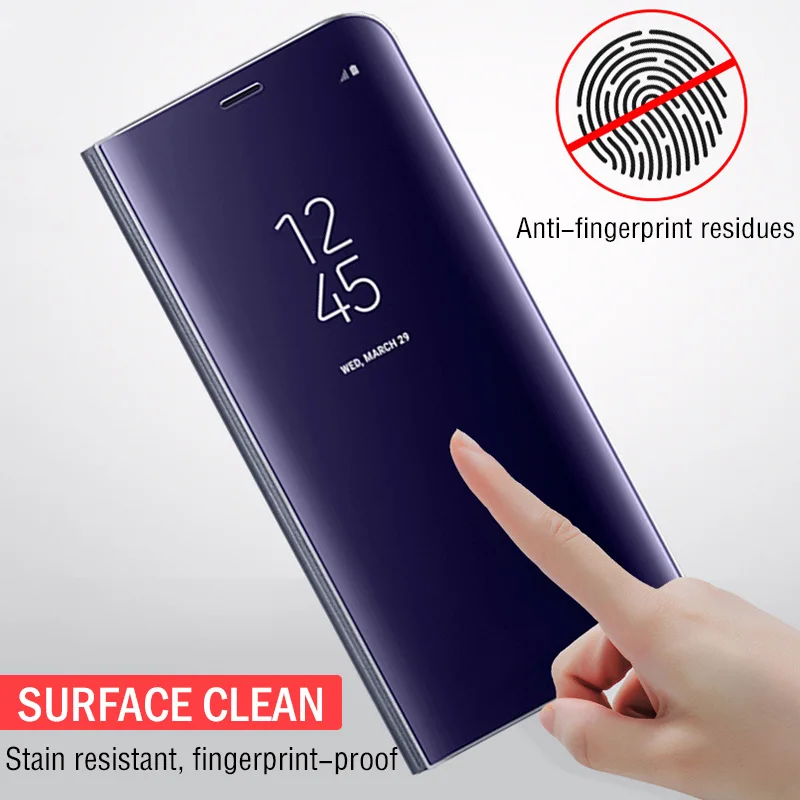 Clear View Smart Зеркало чехол для телефона samsung J7 2018 J2 pro флип откидного чехла 2015 J4