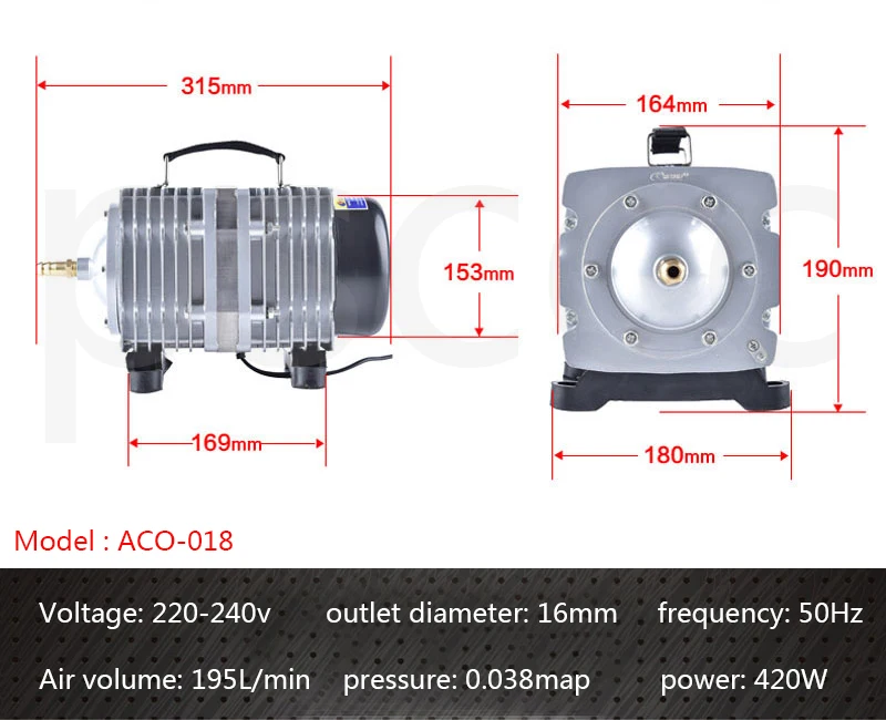 ACO-006 ACO006 аквариумная аэрация насос большой средний аквариум для рыбок морской бассейн электромагнитный воздушный насос кислород для аквариума аэратор атмосферу