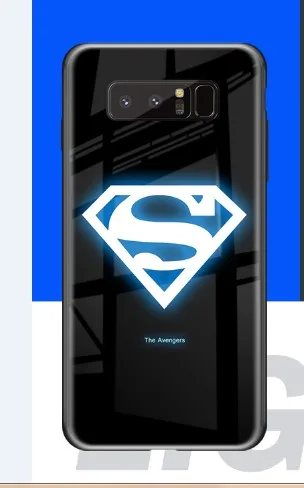 Для iPhone XS MAX XR 8 7 6 6s Plus X samsung S8 S9 S10 Plus Note8 Note9 Роскошный чехол Бэтмен Marvel светящиеся чехлы с закаленным стеклом - Цвет: 9