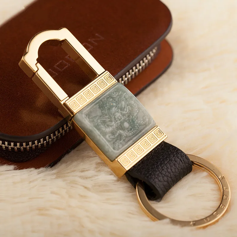 

Jade Leather Stainless Steel Car Keychain Rings Chain Pendantss Creative Gifts For Nissan Infiniti Mazda Honda Acura