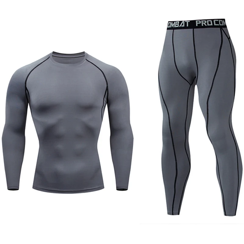 

Men Sports Apparel Skin Tights Compression Base Under Layer Shirts Pants Jogging Suit 2 Piece Tracksuit Men