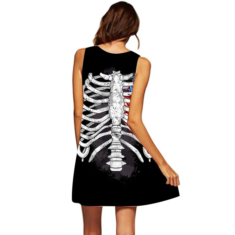 Женское пляжное платье с принтом черепа Robe Femme Ete 2020 повседневные летние платья