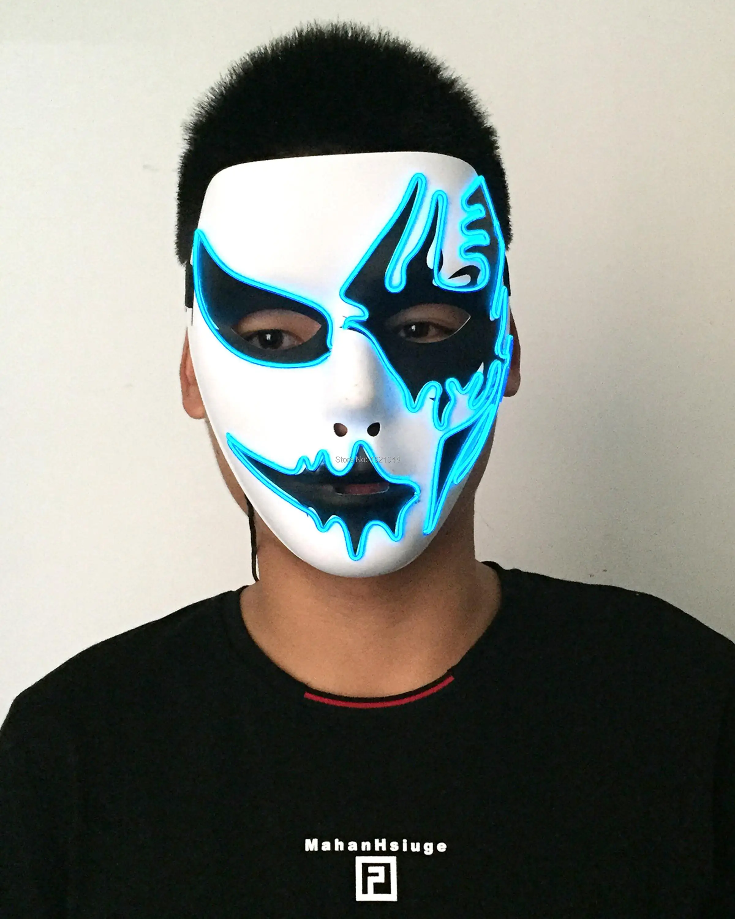 Горячая Распродажа, неоновая маска-светильник EL Wire up Neon Glwoing на заказ, ночная флуоресцентная маска для мероприятий, вечерние принадлежности