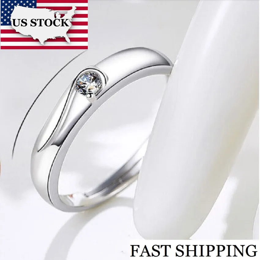 US STOCK Wedding Rings for Men Brincos Silver Engagement Ring Fashion Crystal Jewelry Aneis Bijoux Jewellery Uloveido J001M | Украшения и