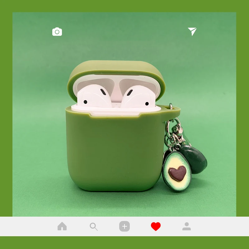 

Cute Avocado Love Silicone Bluetooth Wireless Earphone Case For Apple AirPods Ultra-thin TPU Cover For Airpods Charger Box Funda