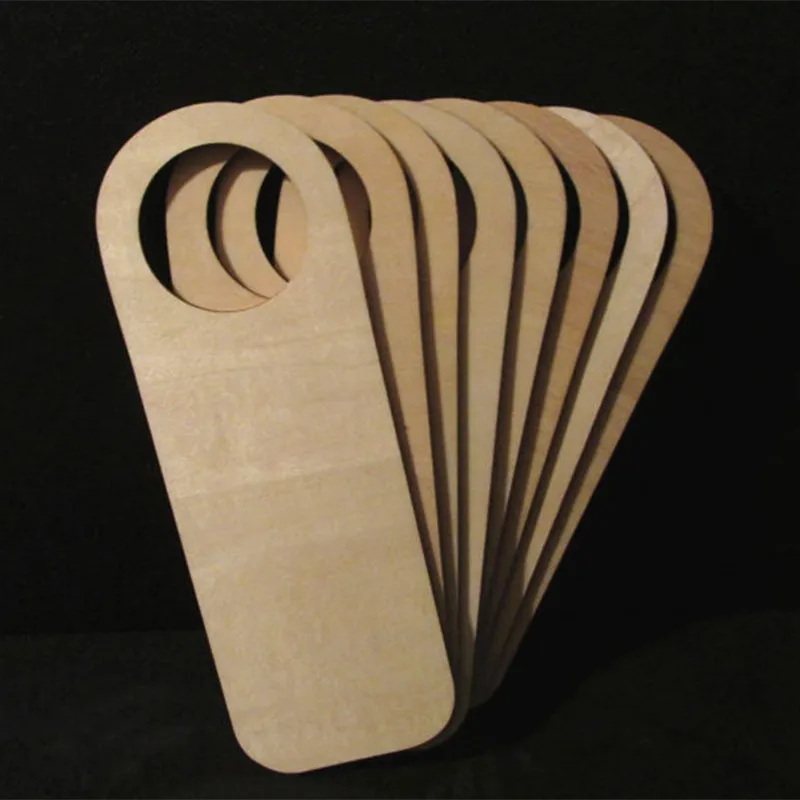 10pcs Wooden Door Hangers Plaque Sign Shape Plain Blank Craft Supplies
