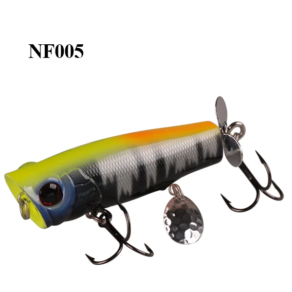 TAF Quality Popper Fishing Lure 7cm 12.2g 6 Colors Artificial Hard Bait with Sequin Wobblers VMC Treble HooksABS Plastic Lure - Цвет: NF005