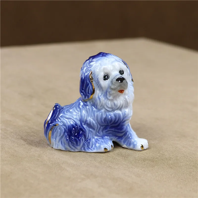 Collection Porcelain Dog Miniature Ceramic Doggie Figurine Pet Statue