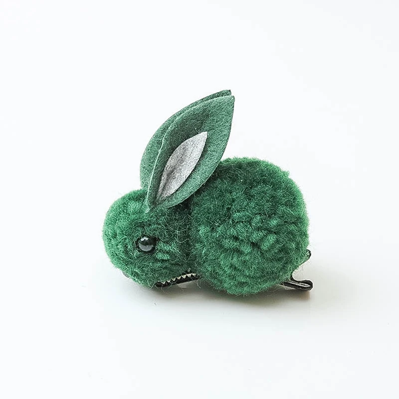 hair clip green Милый Шарик кролика волос кольцо заколки женский галстук веревка корейские эластичные резинки для волос заколка Детские аксессуары для волос - Цвет: hair clip green