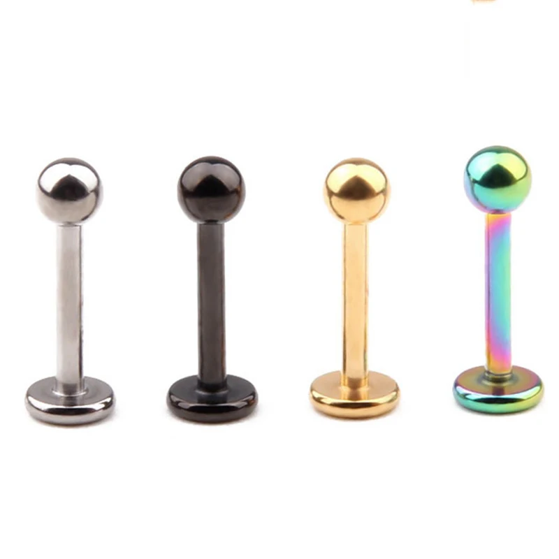 

1Pc Titanium 1.2*8*3mm Silver Gold Color Labret Piercing Women Men tragus Earring Lip Stud Body Jewelry