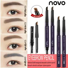 Novo гексагональной автоматический карандаш для бровей вращения двойной головкой карандаш для бровей Водонепроницаемый легко Цвет отправить Замена