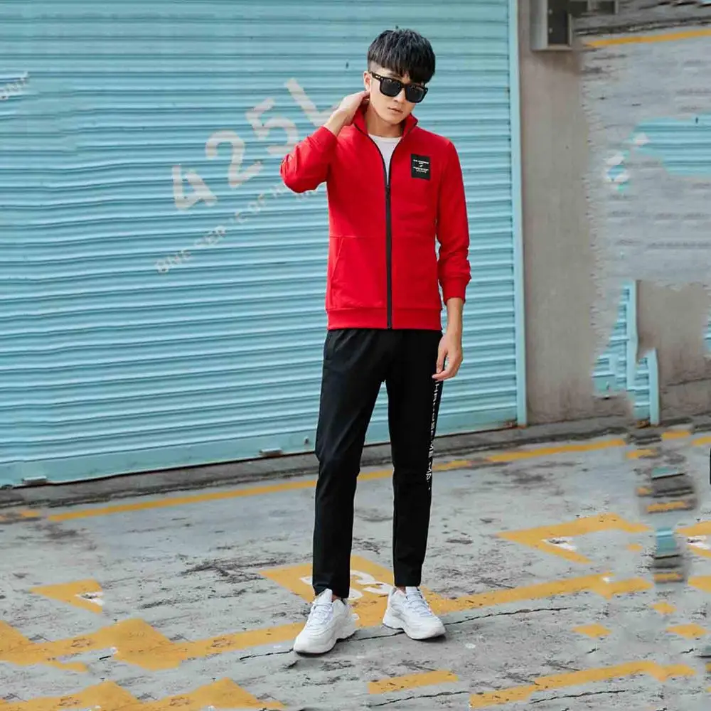 

2019 Sportswear Men Loose Style Sportswear Fitness Training Gym Running Sport Suit Windproof Set Breathable men's sportswear