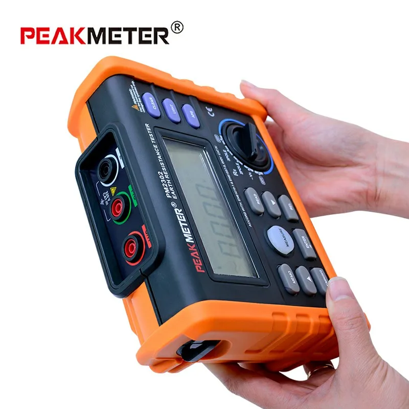 Цифровой тестер сопротивления заземления PEAKMETER PM2302 цифровой дисплей и