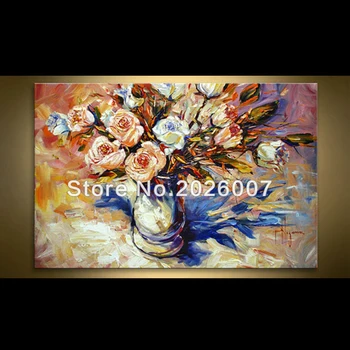 

Hand Painted Roses in a Vase Painting Abstract Floral Oil art by Paula Nizamas hand painted artwork