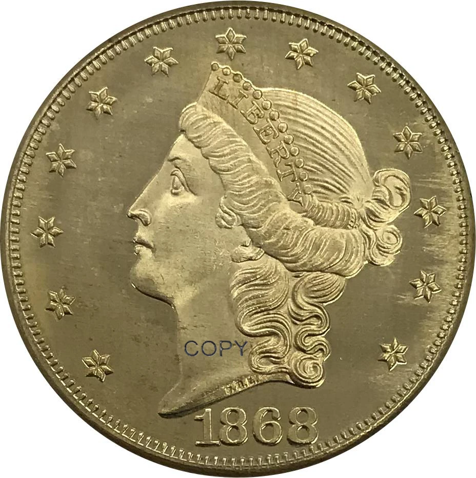 Коллекционная монета 1868 США 20 дюймов долларов голова свободы двойной Орл золотая