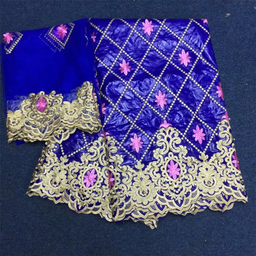 Getzner индийский ткань парча в Гвинейском стиле Bazin Ткань Материал вышитое кружево 7 ярдов/комплект L1402-1