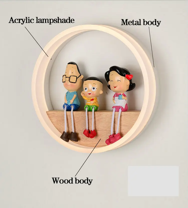18 Вт для гостиной, спальни, акриловый прикроватный настенный светильник из дерева, теплый белый, Мультяшные аксессуары, в комплекте, домашний декор, лампа