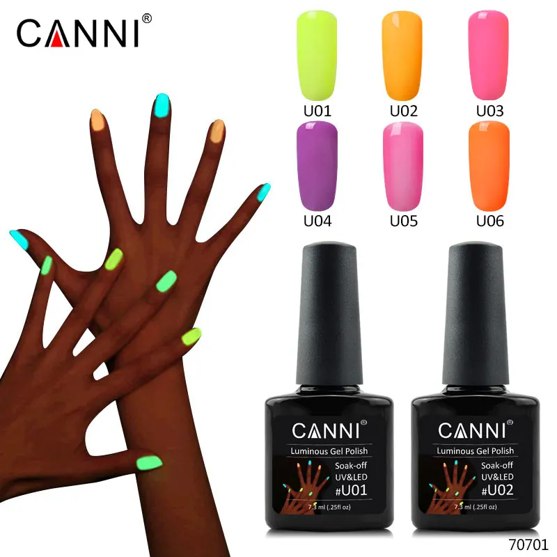 

CANNI New Glowing Gel Varnish Nail Art Gel Lacquer Fluorescent Luminous Neon Color Glow in the Dark Led UV Gel Nail Polish