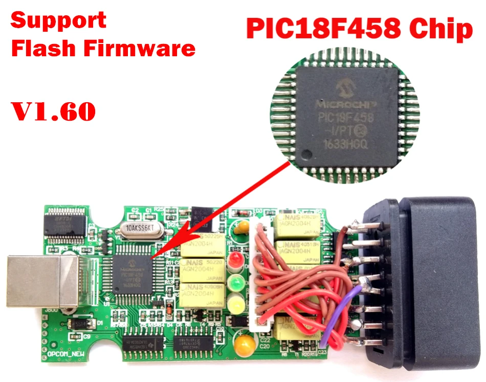 V1.59 V1.70 версия OP COM Авто диагностический инструмент сканер с PIC18F458 чип OBD2 OP-COM/OPCOM шина сети локальных контроллеров для Opel - Цвет: Can Flash Firmware