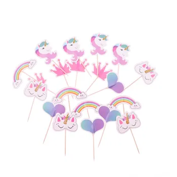 

24Pcs Cartoon Unicorn Theme Cupcake Topper Cake Decoration Birthday Party Decorations Kids Girl Baby Shower Party Supplies