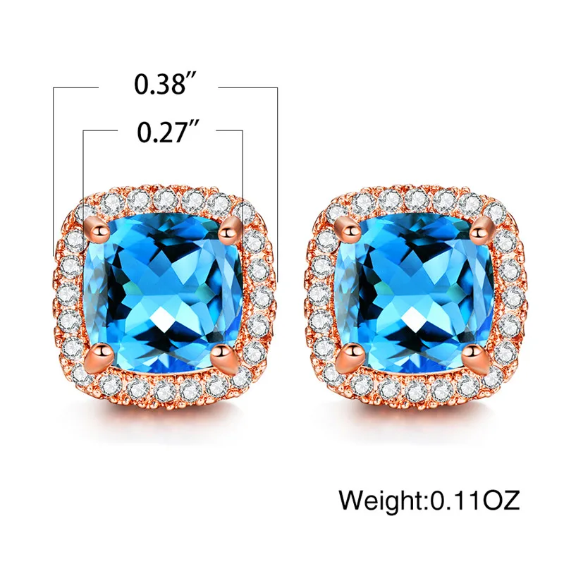 Cute Boho Female Crystal Green Stone Earrings Fashion Rose Gold Wedding Earrings Vintage Double Stud Earrings For Women