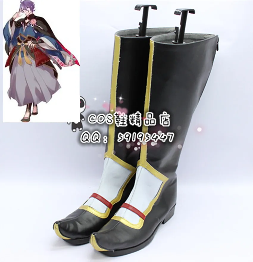 

Touken Ranbu Kasen Kanesada Black Long Cosplay Shoes Boots X002