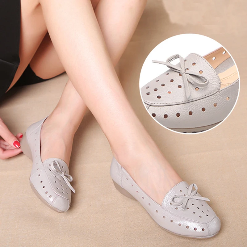

Women Sandal Genuine Split Leather low Wedges Heel Hollow Slip on Platform Solid Flip Flops Ladies Shoes sandalias mujer 8823W