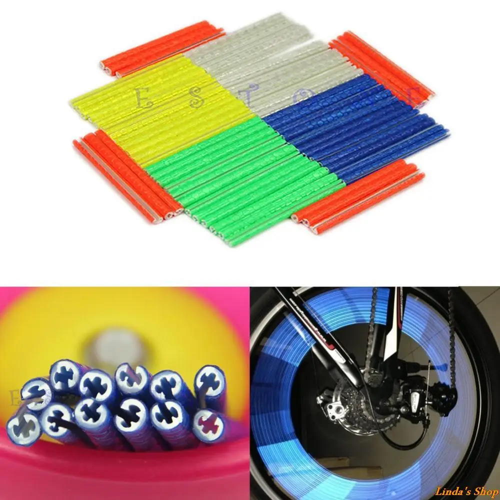 

New 12Pcs/Set Reflective Bicycle Wheel Rim Spoke Bike Mount Strip Reflector Warning Light Tube