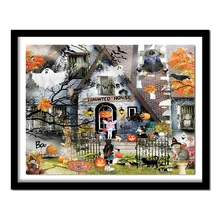 Хеллоуин дом Алмазная картина крестиком квадратные Стразы Алмазная вышивка на заказ FS611