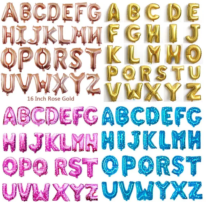

16 inch Rose Gold Silver Gold Blue Pink Letter Foil Balloon Party Supplies Aluminum Foil Number Balloons Birthday Wedding Party