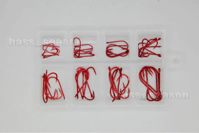 

Red Color 48Pcs 8 Sizes Fishing Hook Baitholder Fishing Hooks Free Shipping