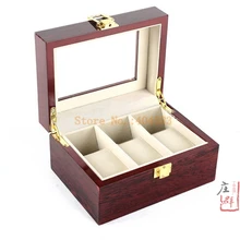 3 слота, глянцевые деревянные прямоугольные часы из красного дерева, коробка для мужчин, коробка для ювелирных изделий, западный дизайн