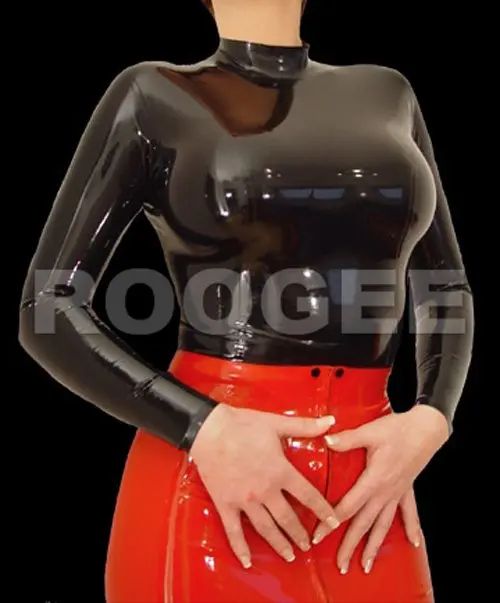 

Women 's latex rubber tights top In stock in white color