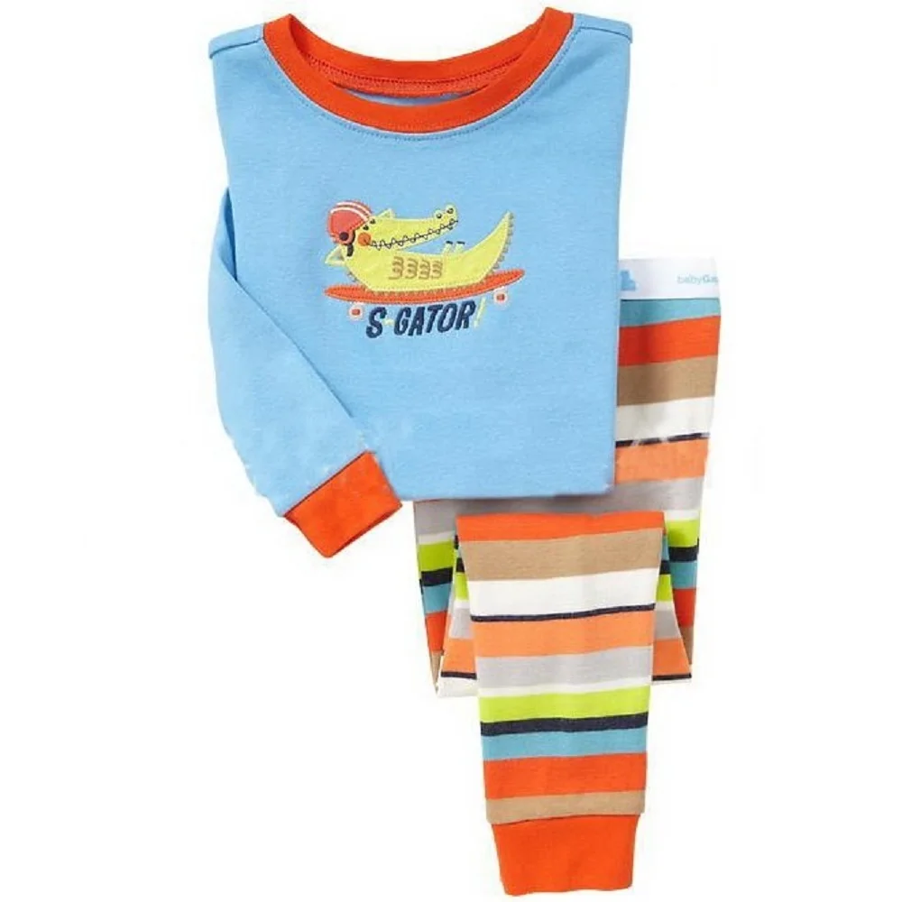 

Boys Cartoon gator pattern pajamas set 2T-7T Cotton Long-sleeved top + trousers nightclothes pyjamas sleepwear