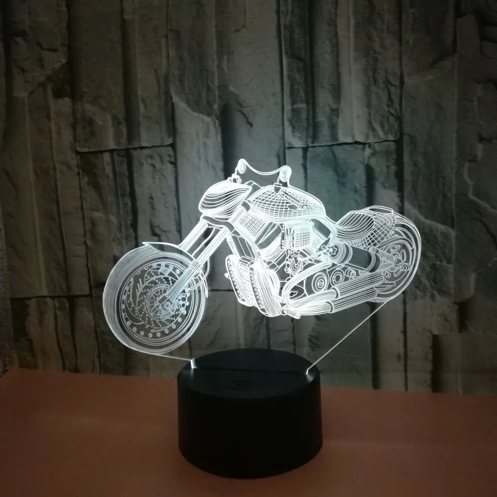 Мотоциклетная 3d цветная сенсорная маленькая лампа градиентная Маленькая ночная
