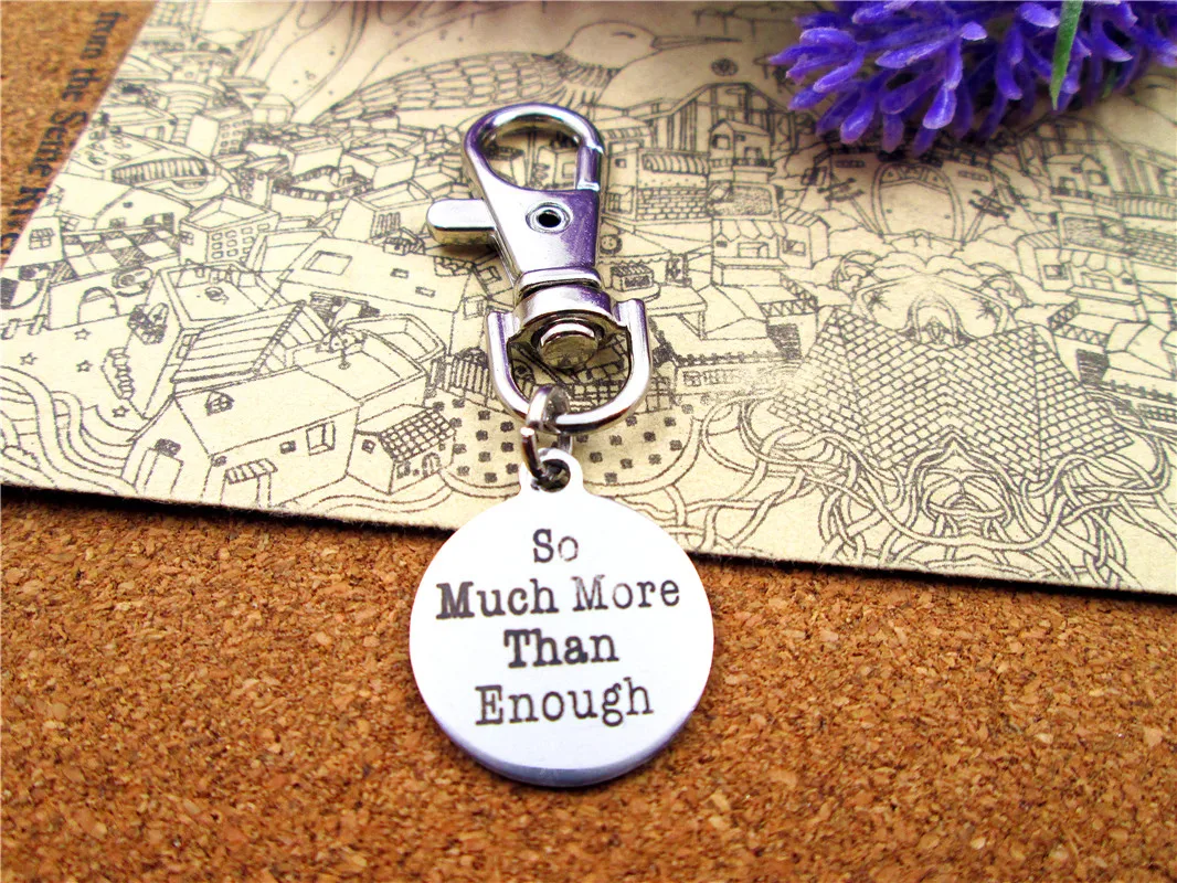 3pcs/lot high quality keychain with 20mm stainless steel circle round &quotso much more than enough &quot charms | Украшения и