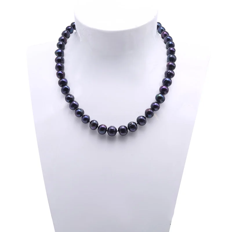 Tanie Prawdziwe zestaw pereł 10 11mm czarny i niebieski słodkowodne hodowlane perły naszyjnik bransoletka kolczyki biżuteria ustaw ślub biżuteria