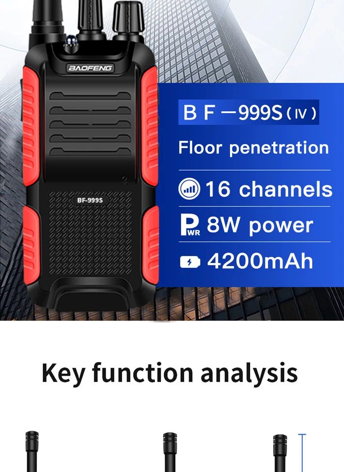 2 шт./лот BAOFENG 999S plus Walkie talkie UHF двухстороннее радио baofeng 888s UHF 400-470 МГц 16CH портативный приемопередатчик с наушником