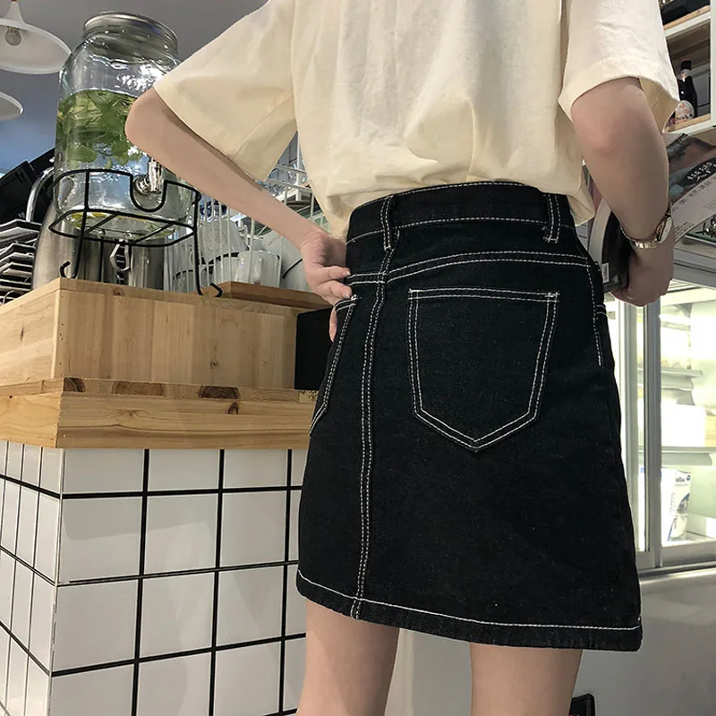 Skitrts для женщин однотонные элегантные женские Harajuku уличная корейский стиль мини юбка с высокой талией с карманами для отдыха Мода простой