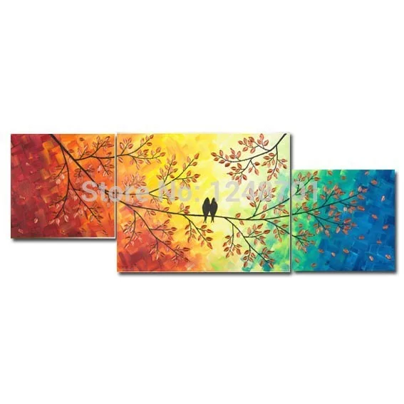 

Handpainted group painting Romantic birds art Impasto Palette Knife