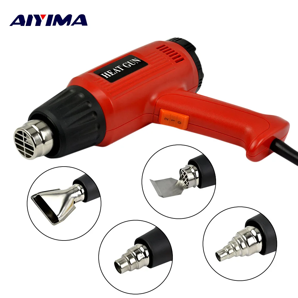 

AIYIMA 2000W 220V EU Temperature Wind Speed Adjustable Heat Gun LCD Thermoregulator Hot Air Gun Kit+Colorful Hoses+4 Nozzles