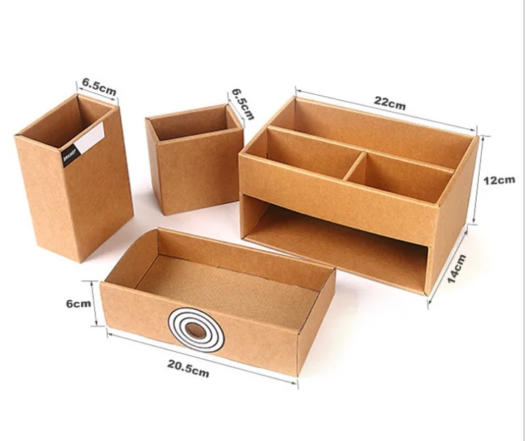 Экологичная картонная коробка для хранения, держатель для ручки, ящики для хранения мелочей, офисный Органайзер, коробка для стола, домашняя организация для хранения
