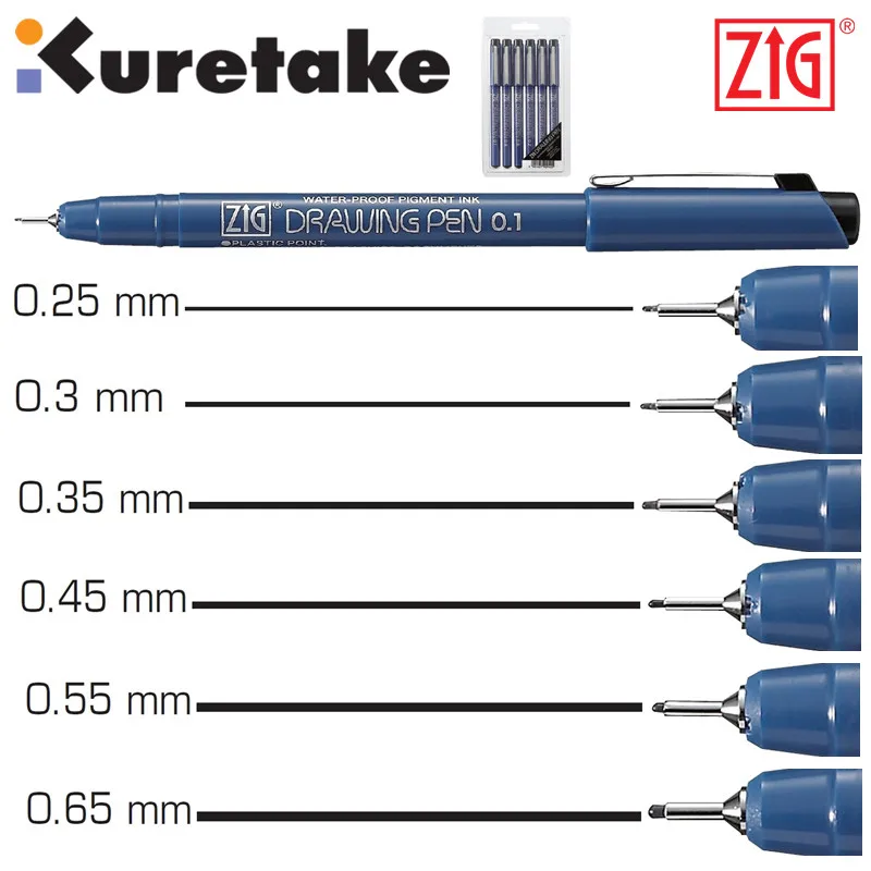 Ручка для рисования манги ZIG Kuretake водостойкие пигментные чернила графическая